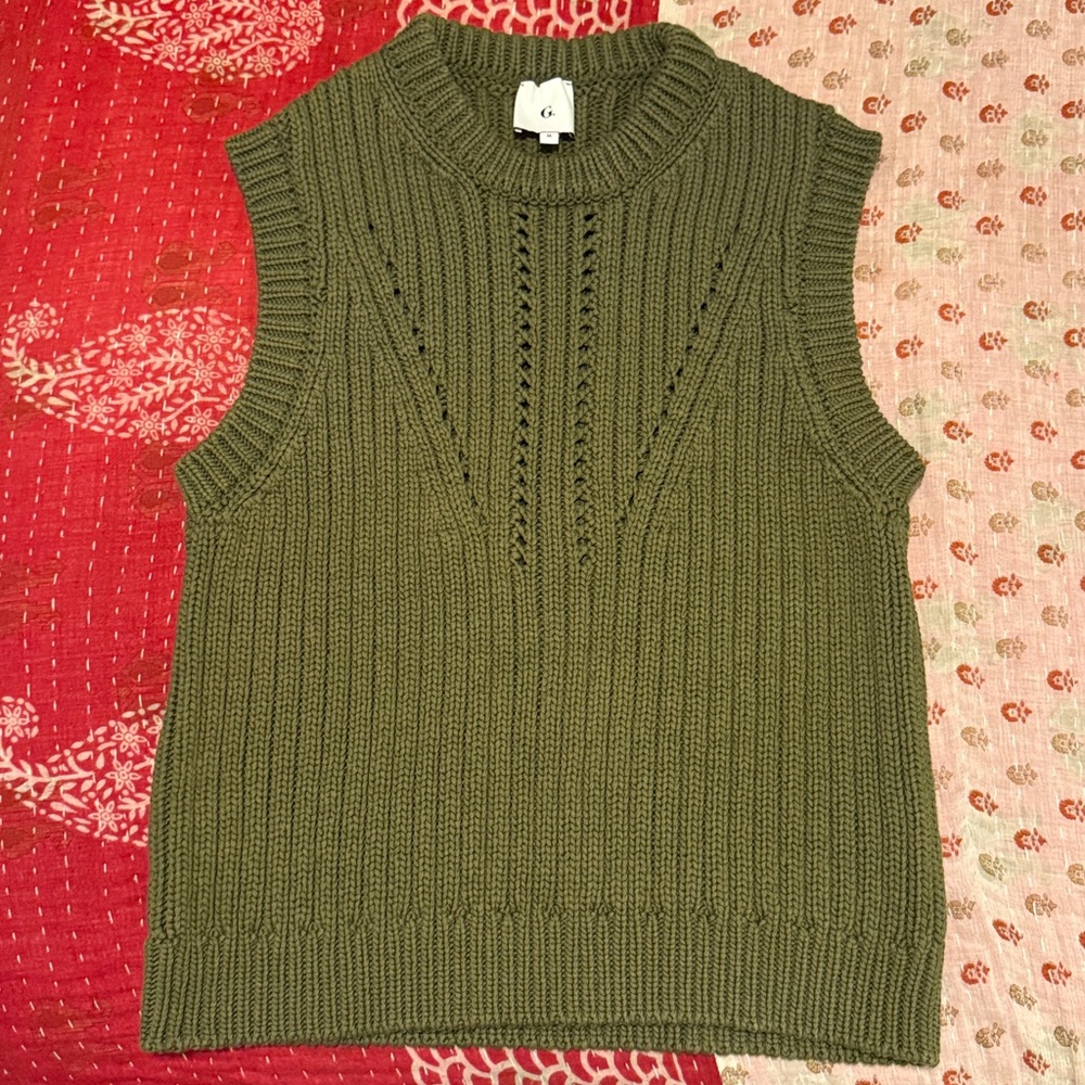 G. Label by Goop Heavyweight Green Cotton Tank Sweater
